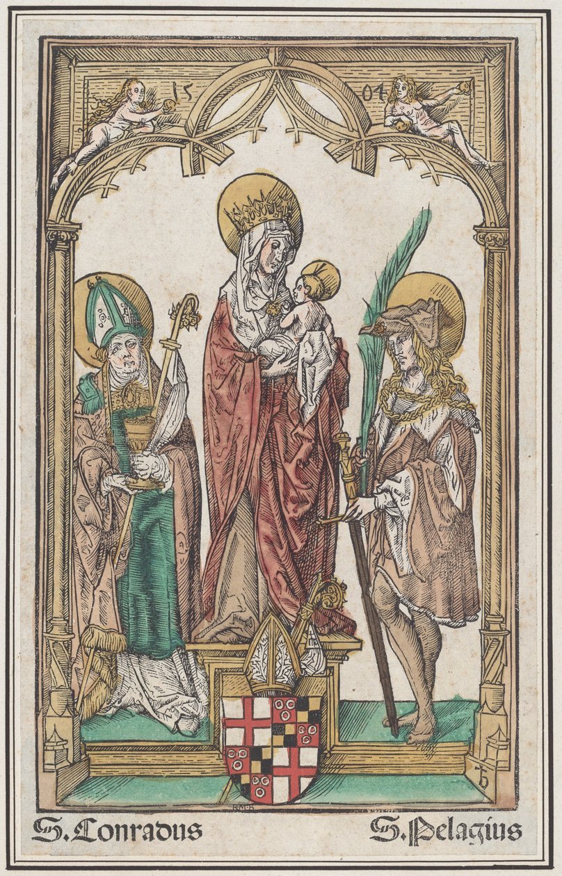 Jomfruen og barnet med den hellige Conrad og den hellige Pelagius av Jörg Breu the Elder