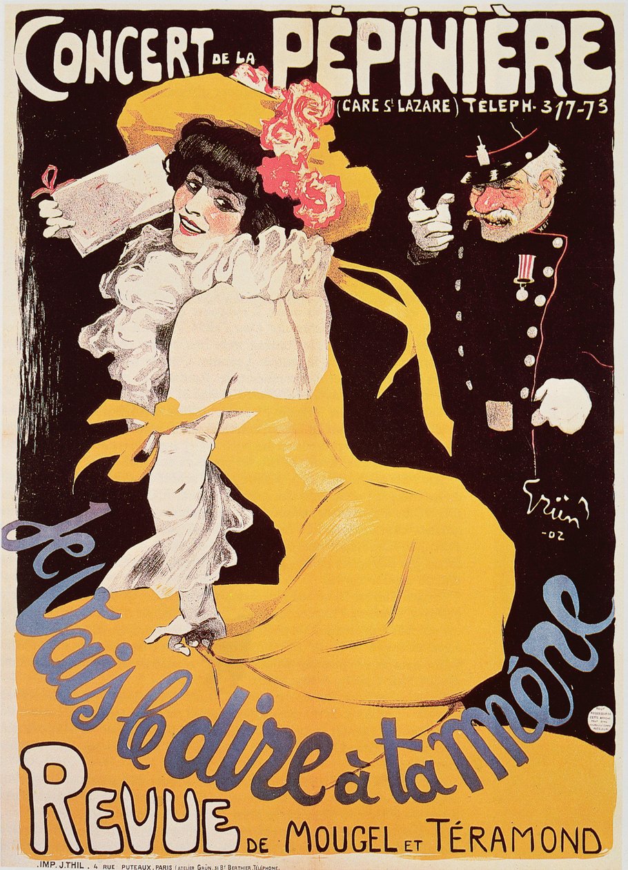 Plakat for Concert de la Pepiniere, 1902 av Jules Alexandre Gruen or Grun