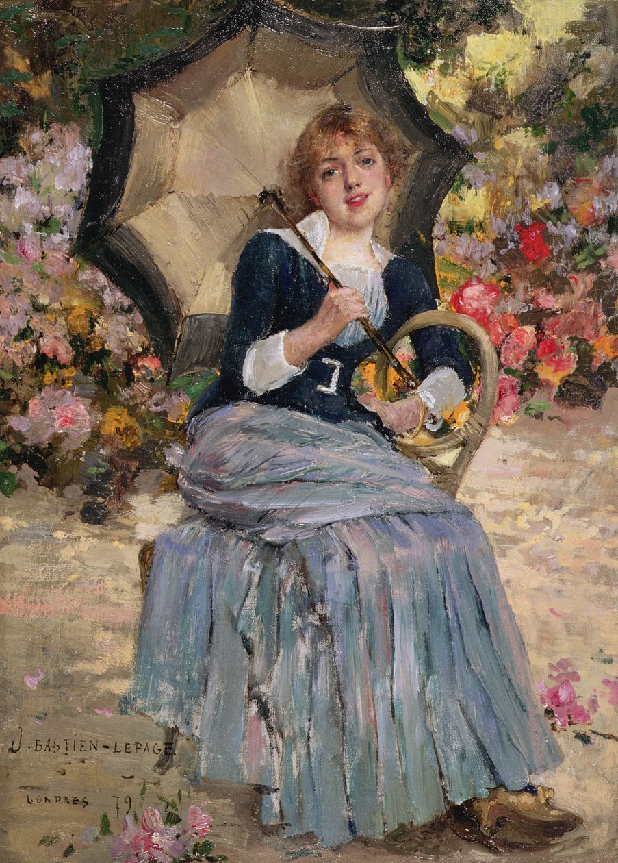 Jente med solskjerm, 1879 av Jules Bastien Lepage