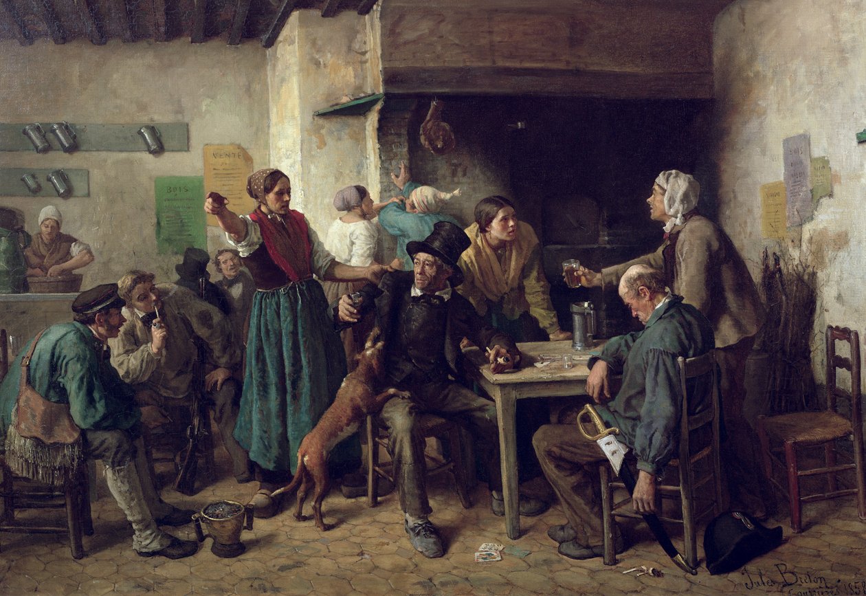 Vinbutikk mandag 1858 av Jules Breton