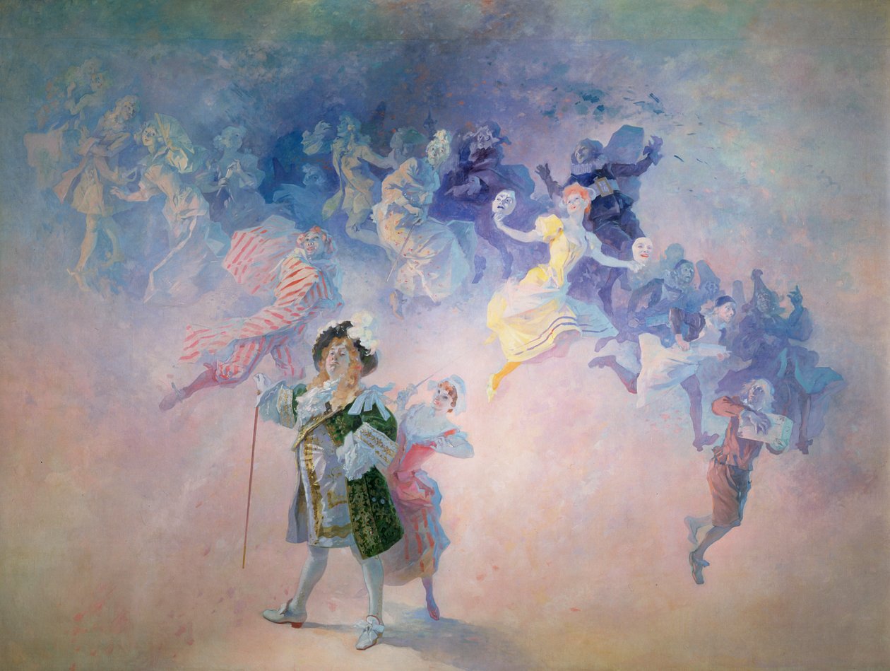 Komedie, fra Salon Cheret (veggmaleri) av Jules Cheret