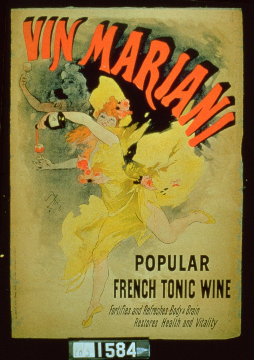 Plakat som annonserer «Mariani Wine, Popular French Tonic Wine» av Jules Cheret