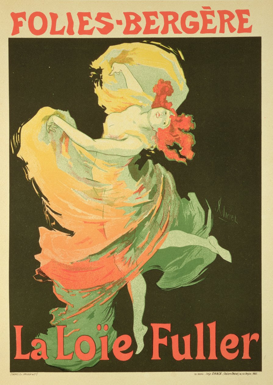 Reproduksjon av en plakatannonsering 'Loie Fuller' på Folies-Bergere, 1893 av Jules Cheret