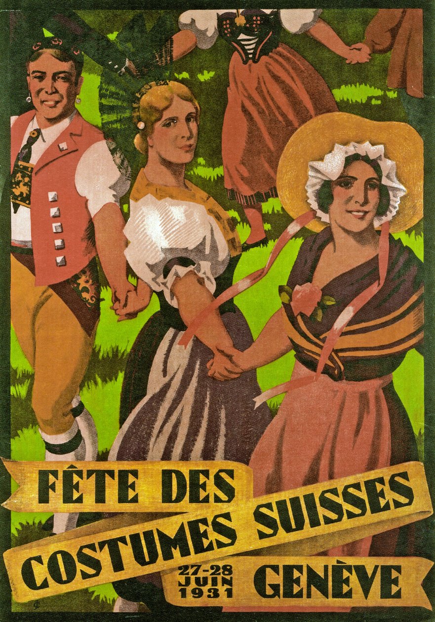Plakatreklame Fête des Costumes Suisse i Genève (1931) av Jules Courvoisier