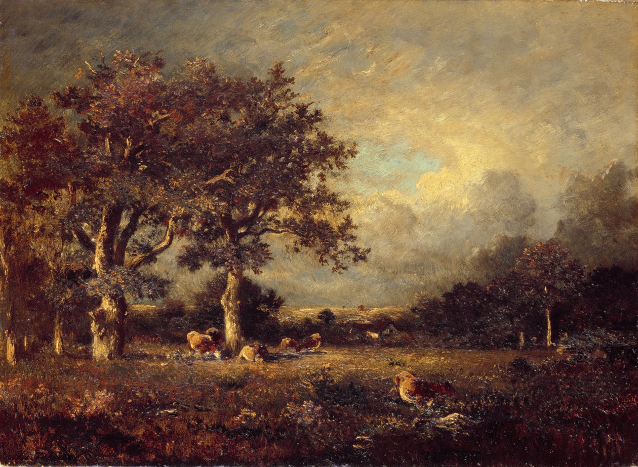 Landskap med kyr, 1870-tallet av Jules Dupré