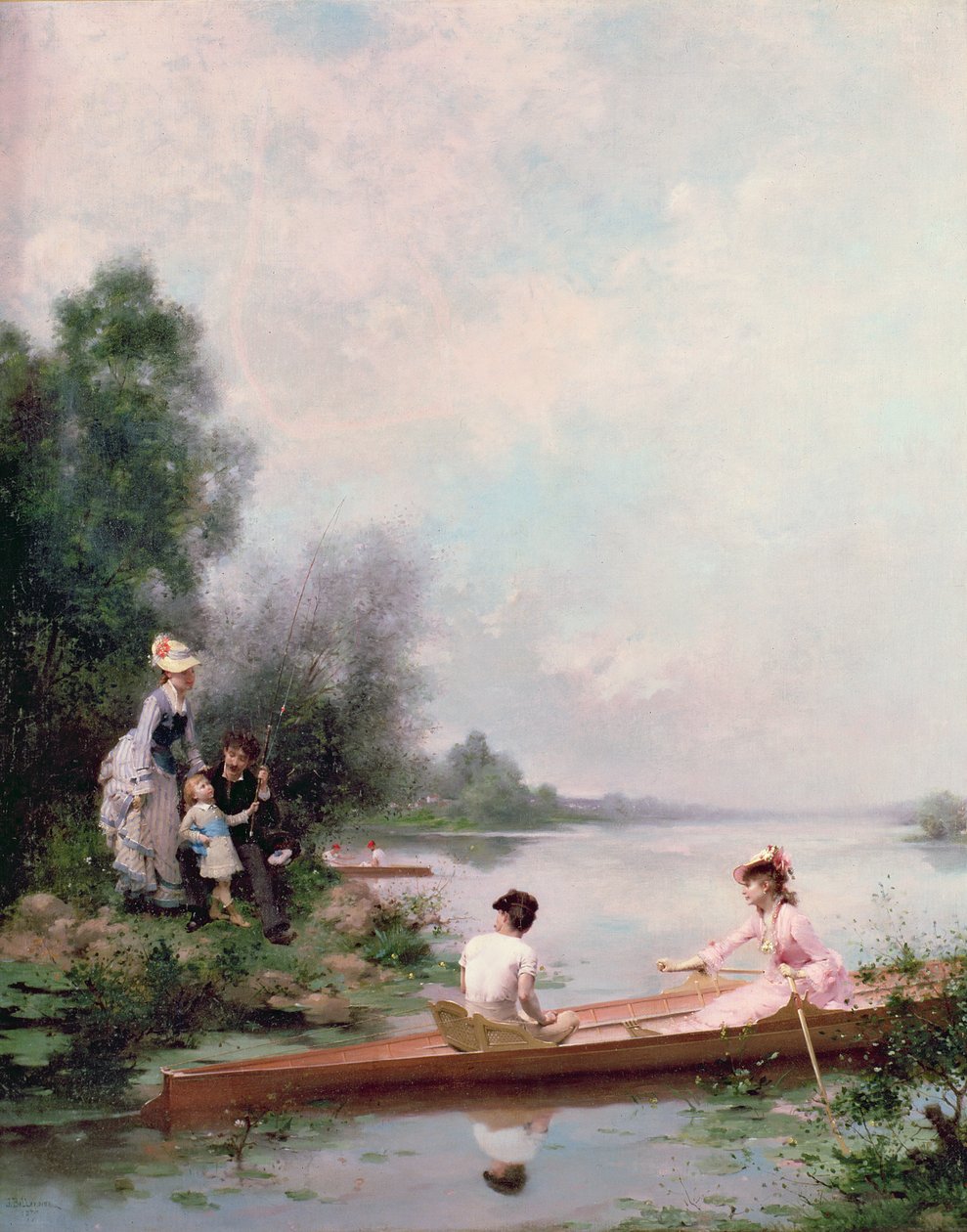 Båtliv på elven, 1800-tallet av Jules Frederic Ballavoine