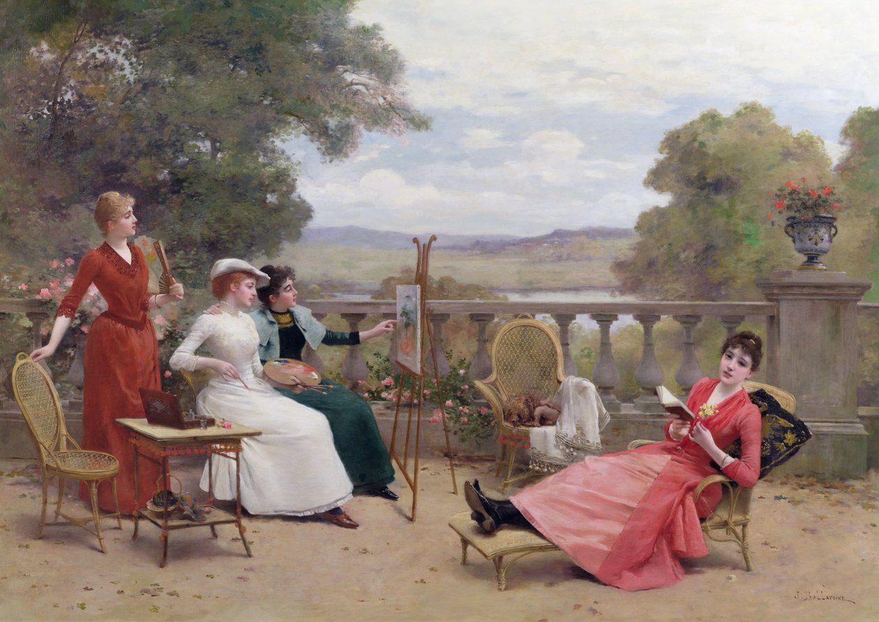Maling på terrassen av Jules Frederic Ballavoine
