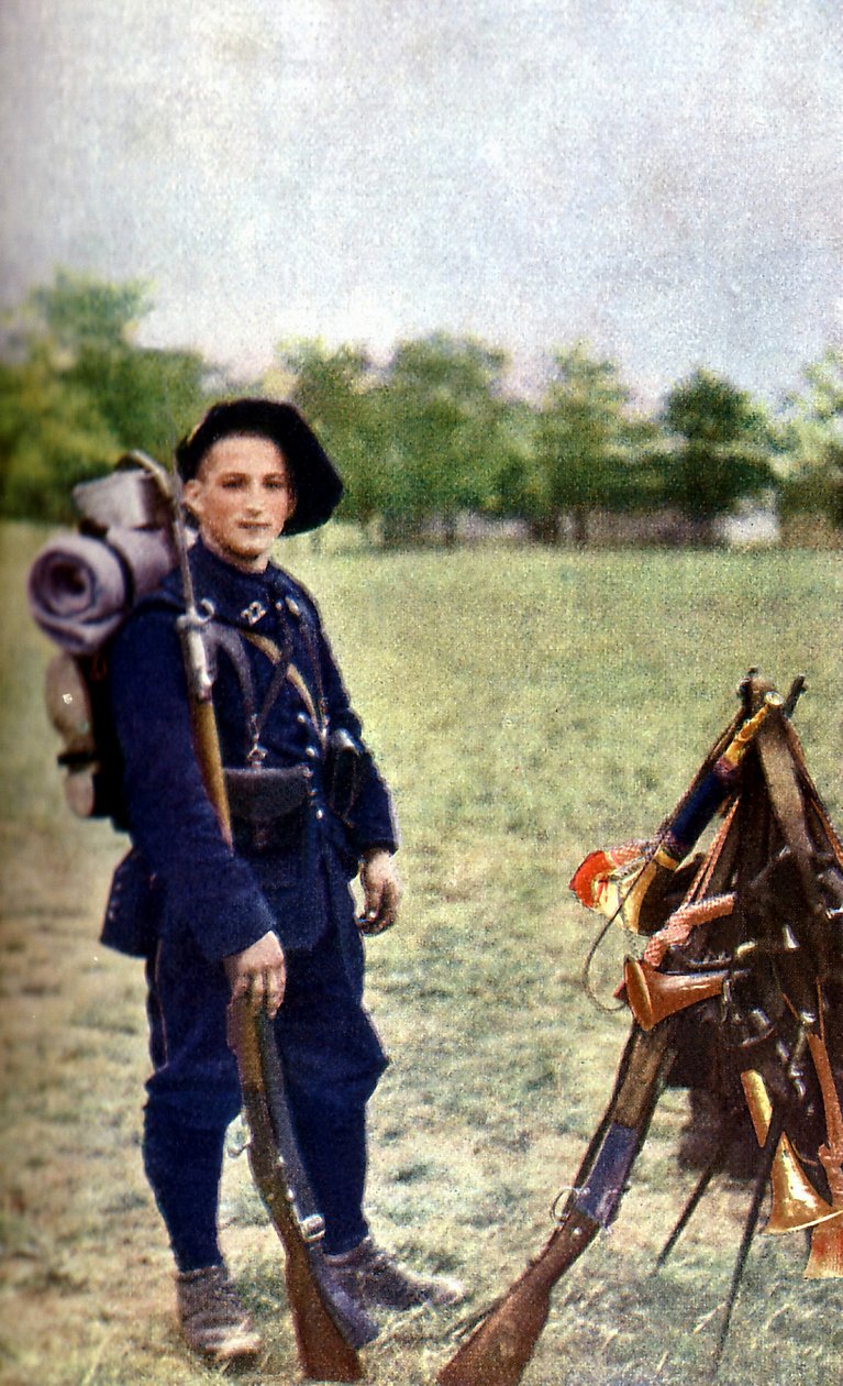En soldat fra de franske fjelltroppene under slaget ved Marne øst for Paris, september 1914 (autokrom) av Jules Gervais Courtellemont