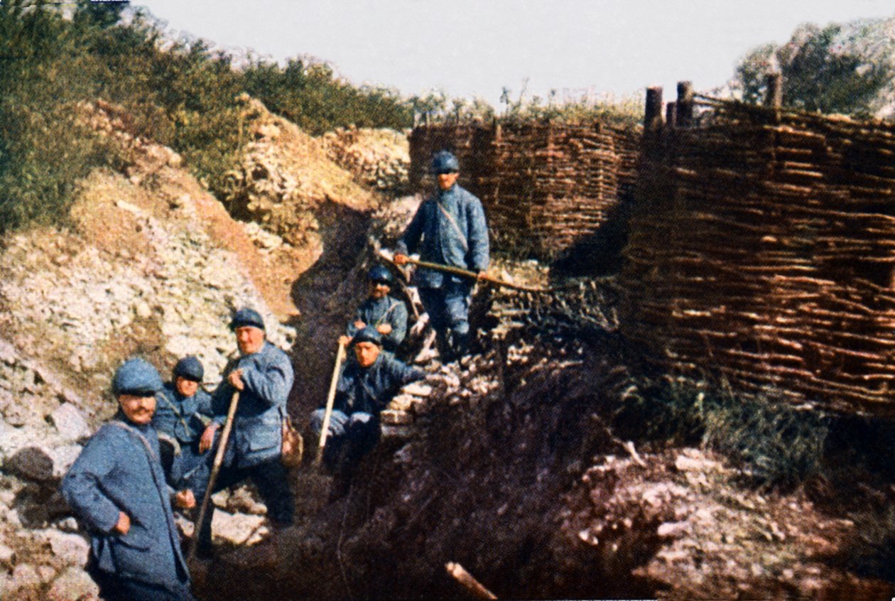 Franske soldater foran Voevre, slaget ved Verdun, september 1916 (autokrom) av Jules Gervais Courtellemont