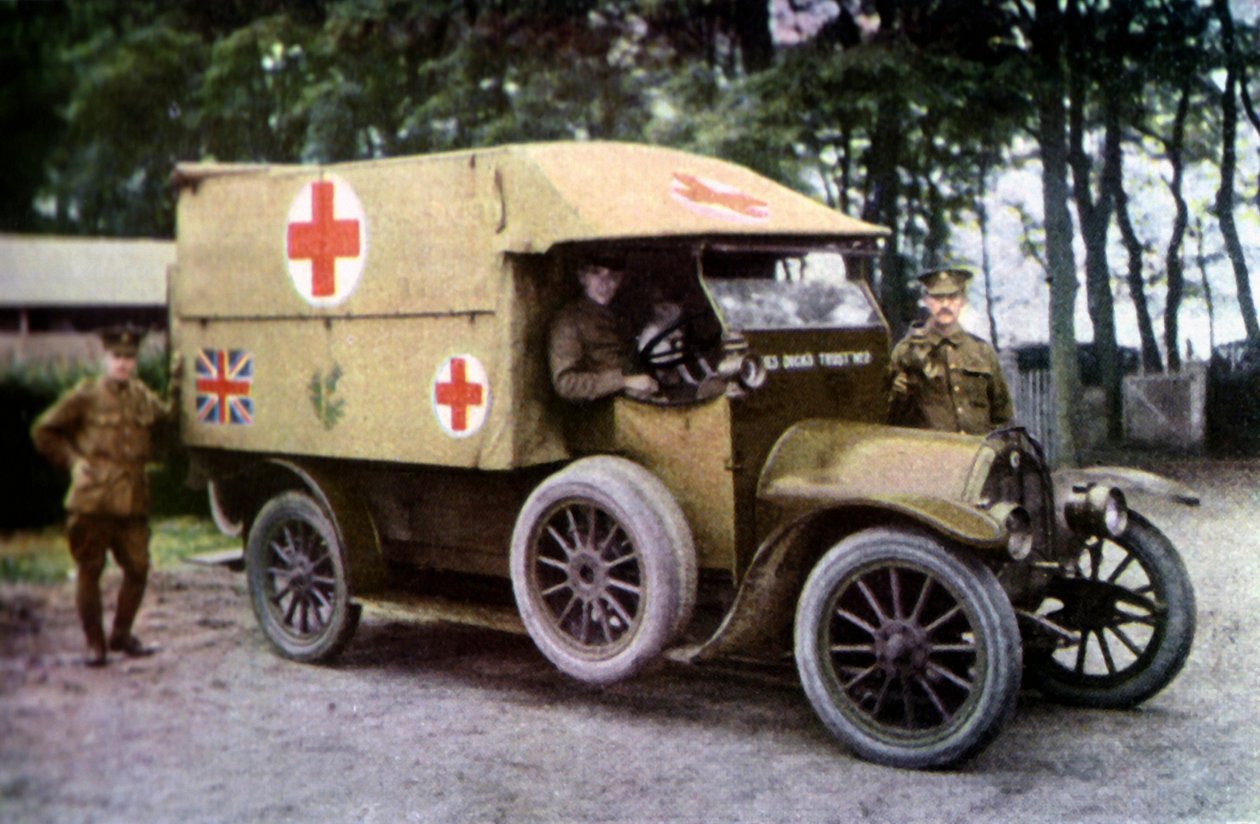 Røde Kors lastebil, Marne, september 1914 (autokrom) av Jules Gervais Courtellemont