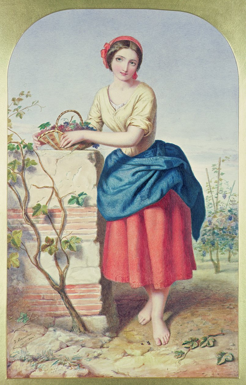 Jente med druekurv, 1860 av Jules I Bouvier