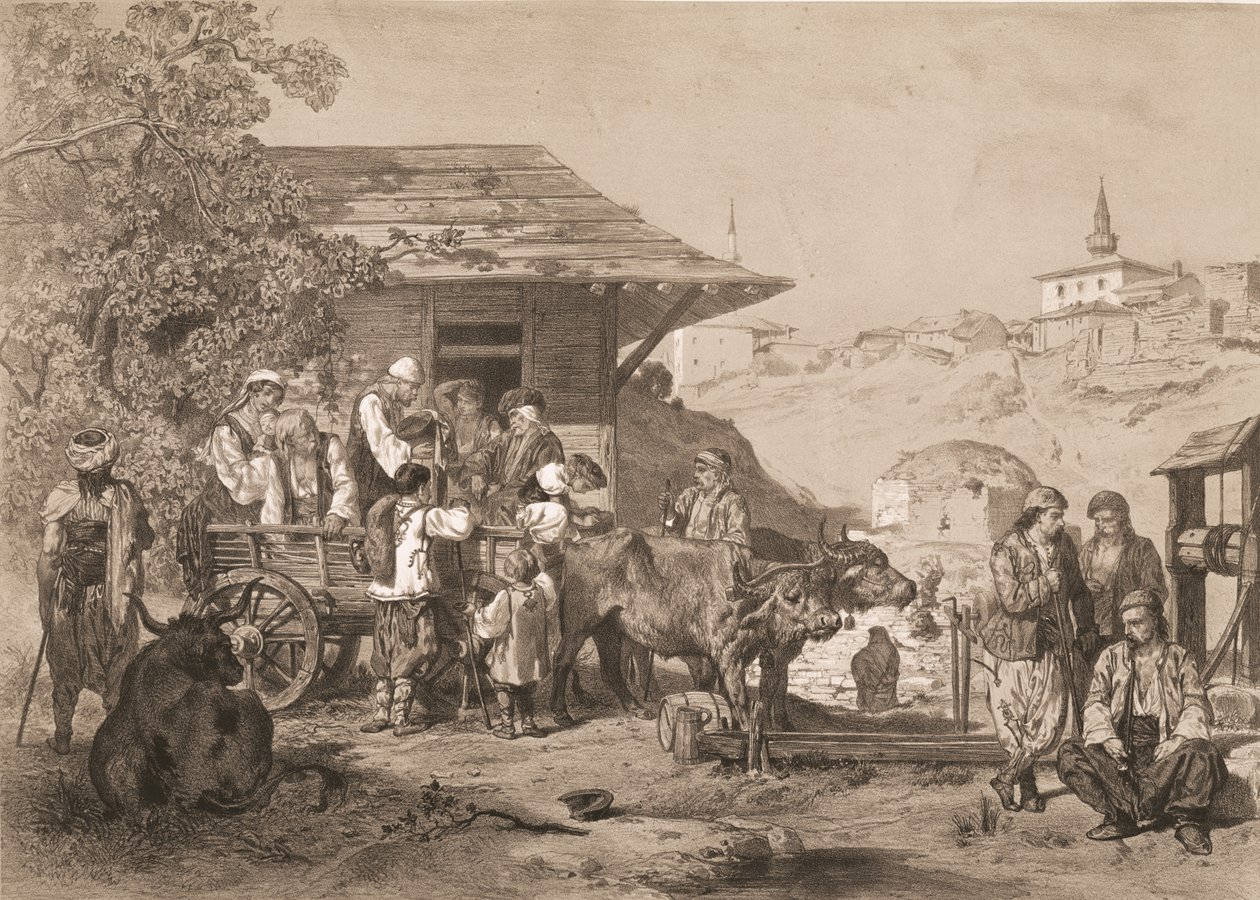 Bulgarere nær Varna, trykt av Lemercier, Paris av Jules Joseph Augustin Laurens