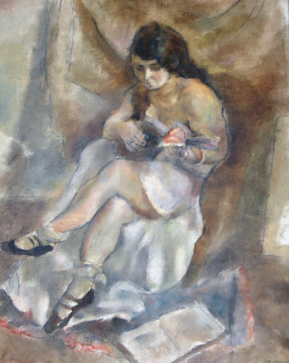 Kvinne med mandolin av Jules Pascin