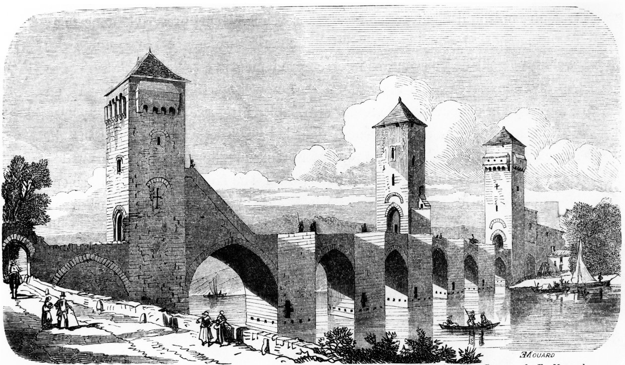 Pont Valentré, Cahors, Frankrike av Jules de Verneilh Puyraseau