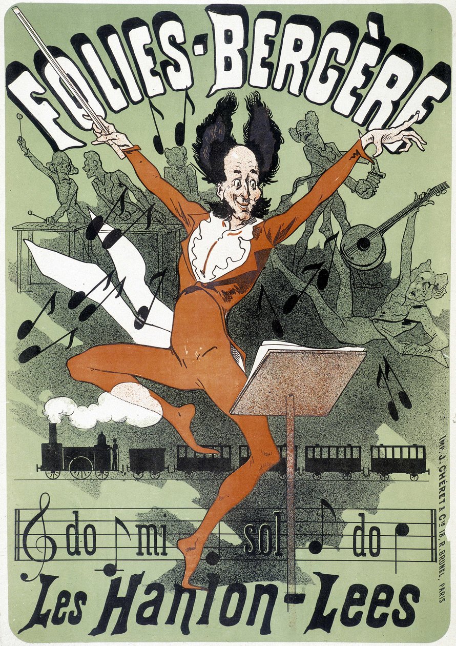 Dirigent, plakat for Les Hanion Lees på Folies Bergeres (gravering) av Jules (after) Cheret