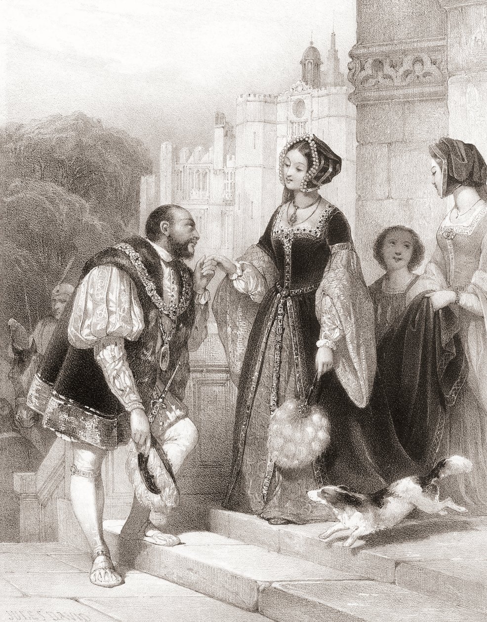 Kong Henry VIII av England med Anne Boleyn av Jules (after) David