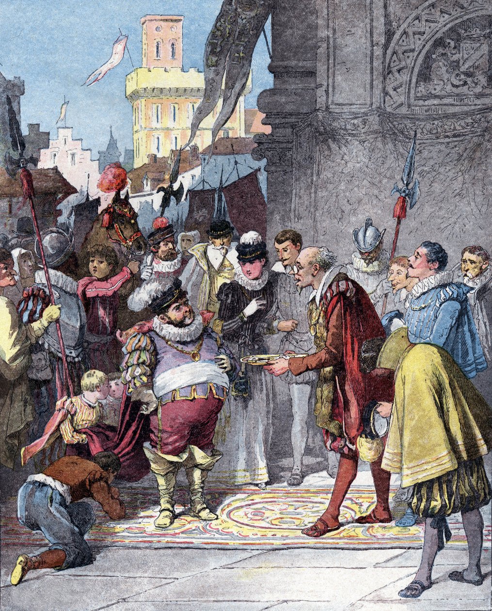 The History of Don Quixote av Miguel de Cervantes, gravert etter Jules David av Jules (after) David