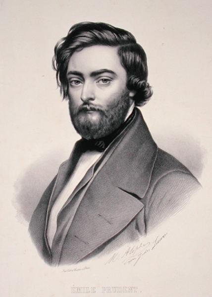 Portrett av Emile Prudent (1817-63) gravert av Marie Alophe (1812-83) (litho) av Jules (after) Laure