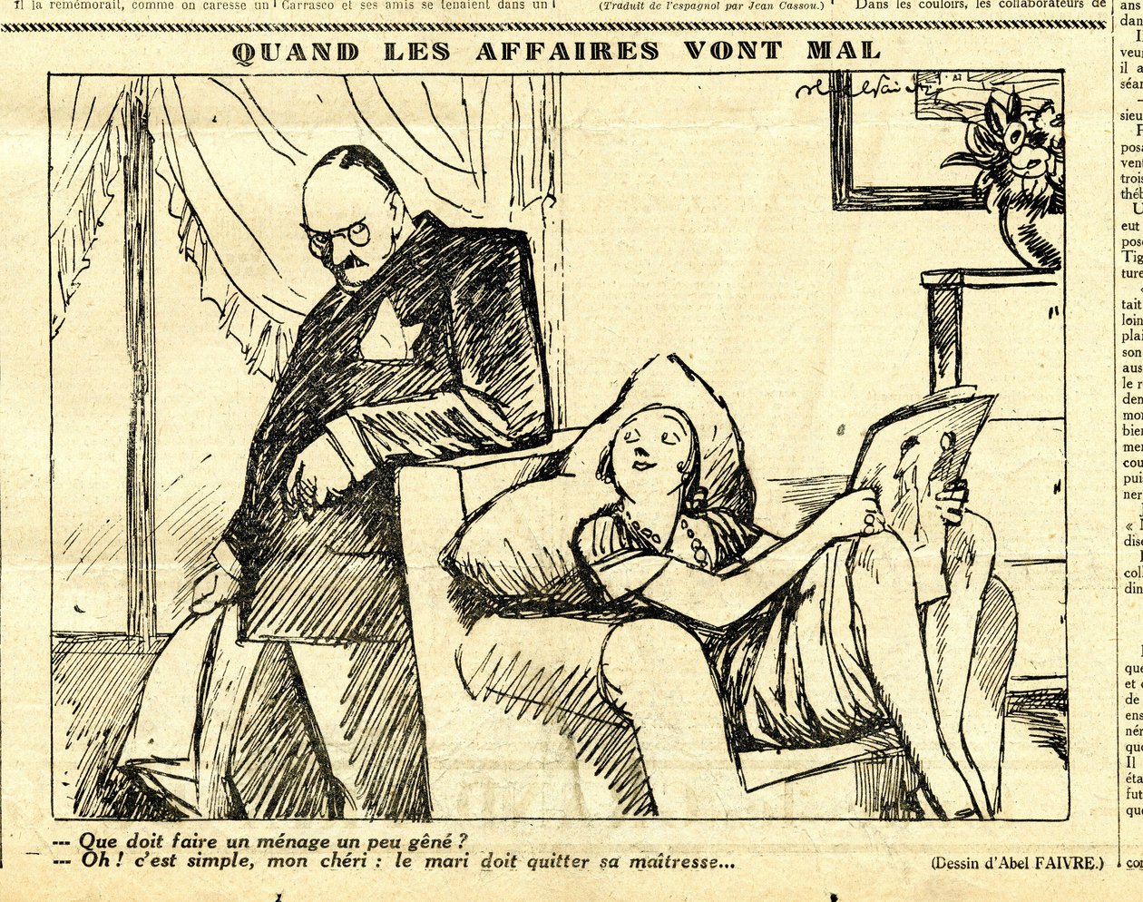 Oppriktig, satirisk i svart-hvitt av Jules Abel Faivre