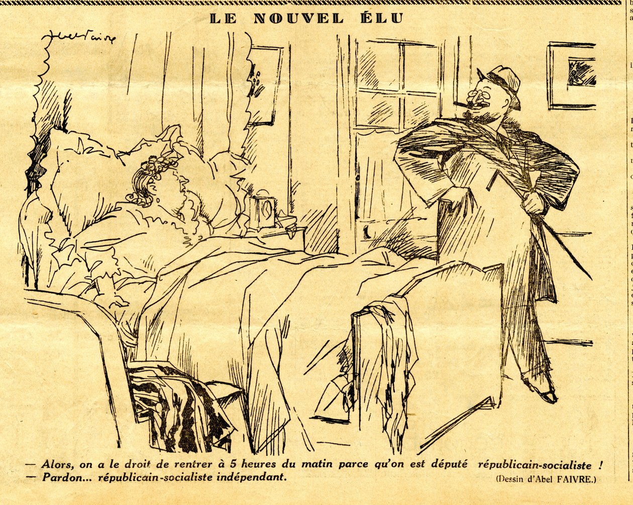 Oppriktig, satirisk i svart-hvitt av Jules Abel Faivre