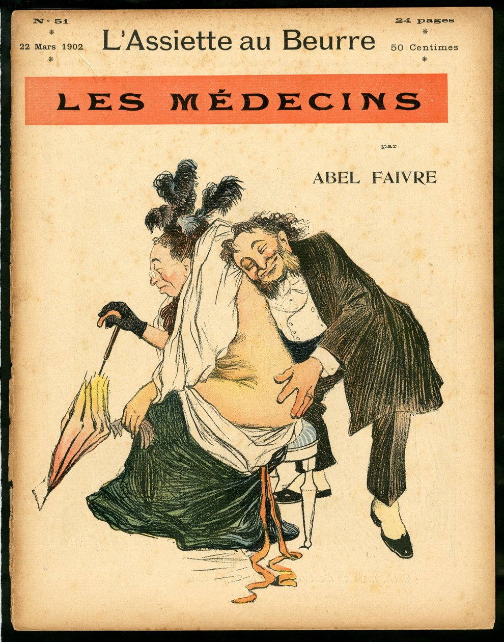 Omslag av "" L'Plate au beurre"", nummer 51, Satirical in Colors av Jules Abel Faivre
