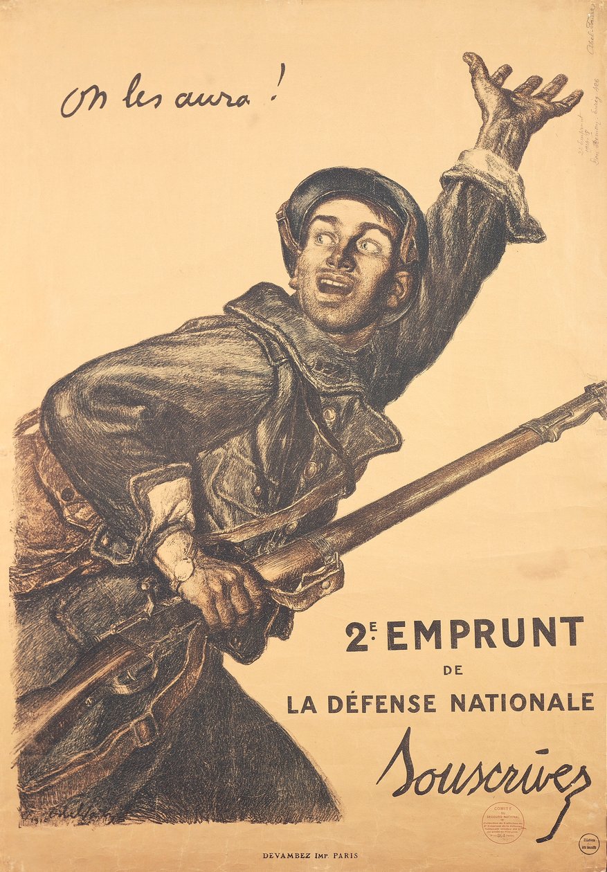 Fransk WWI-plakat - 2. utstedelse av krigsobligasjoner av Jules Abel Faivre