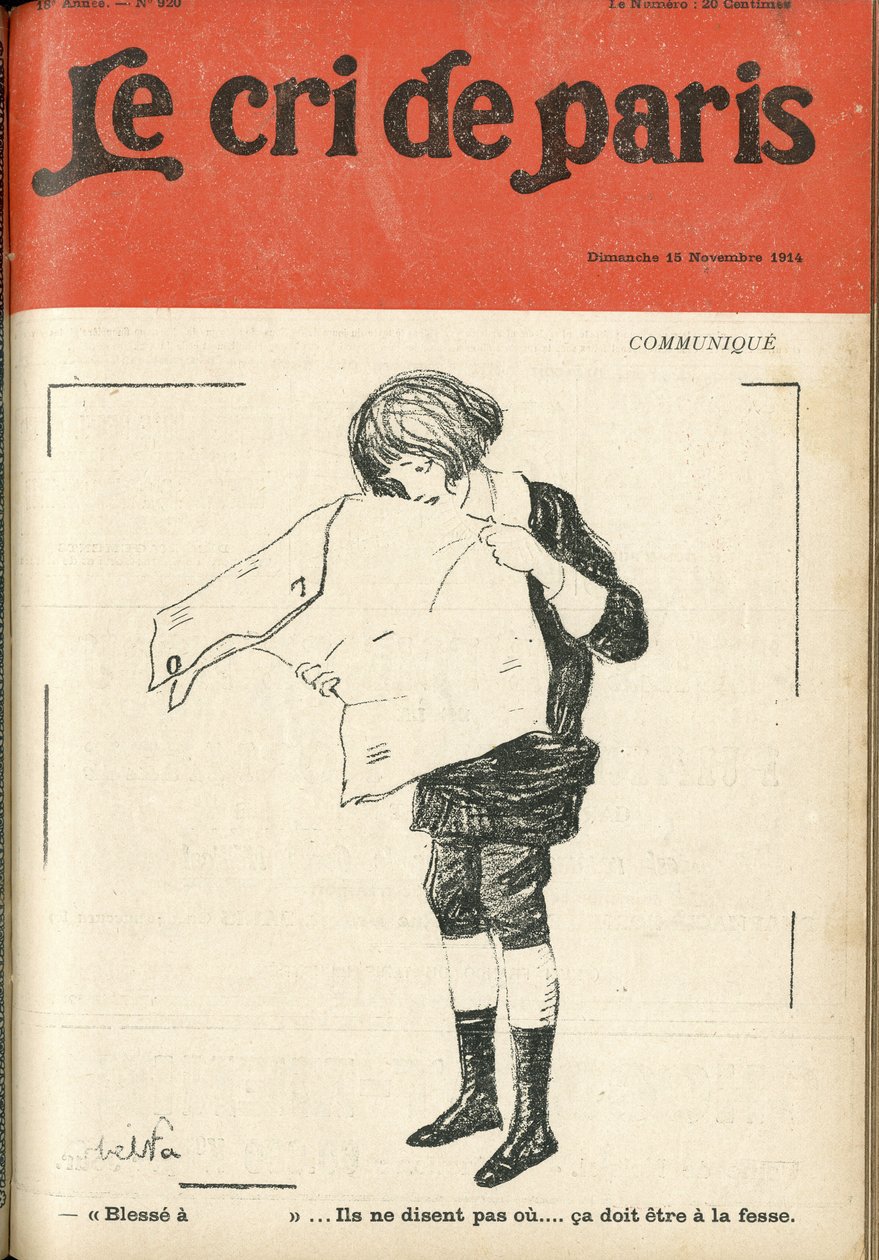 Illustrasjon av Abel Faivre (1867-1945) for omslaget til Le Cri de Paris av Jules Abel Faivre