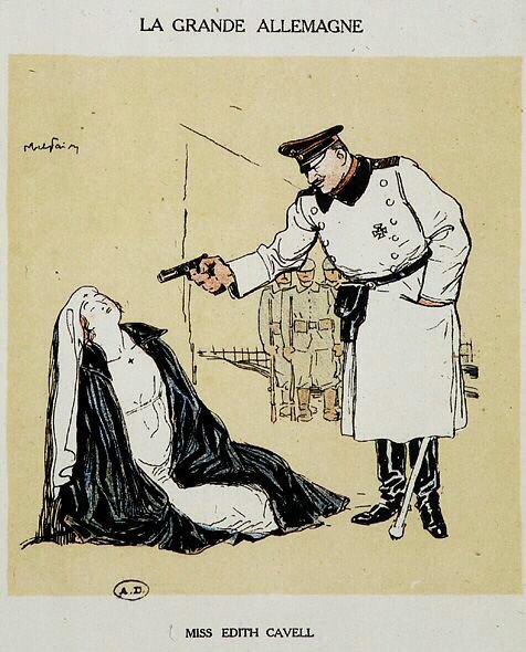Frøken Edith Cavell henrettet av tyskerne, bilde av Abel Faivre (1864-1945). av Jules Abel Faivre