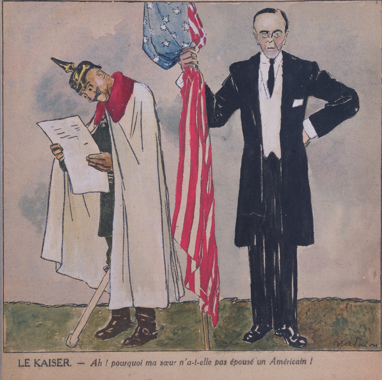 President Woodrow Wilson (1856-1924) og Kaiser Wilhelm II (1859-1941) ca. 1917 av Jules Abel Faivre