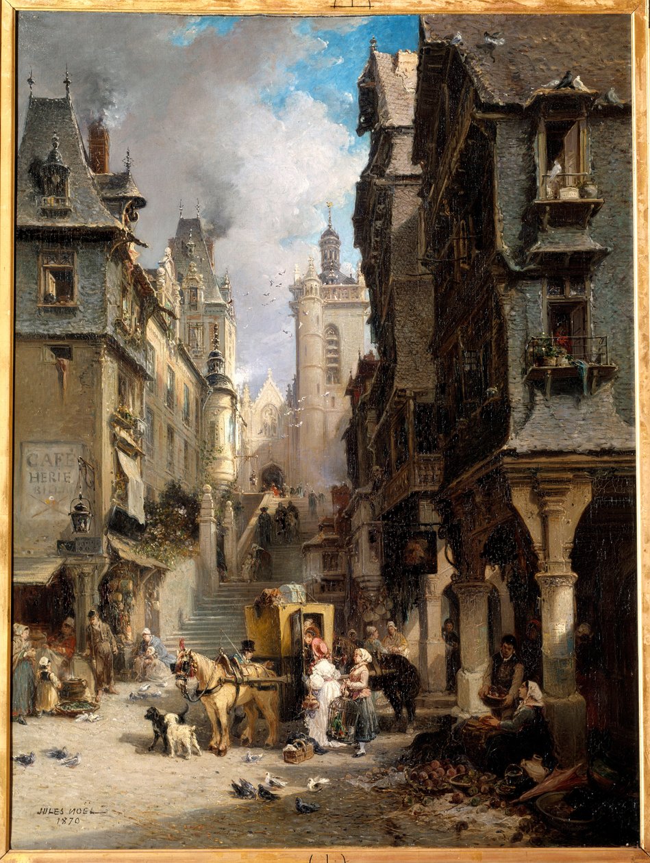 A rue de Morlaix i 1830 Maleri av Jules Achille Noel (1815-1881) 1830 Quimper, Museum of Fine Arts av Jules Achille Noel