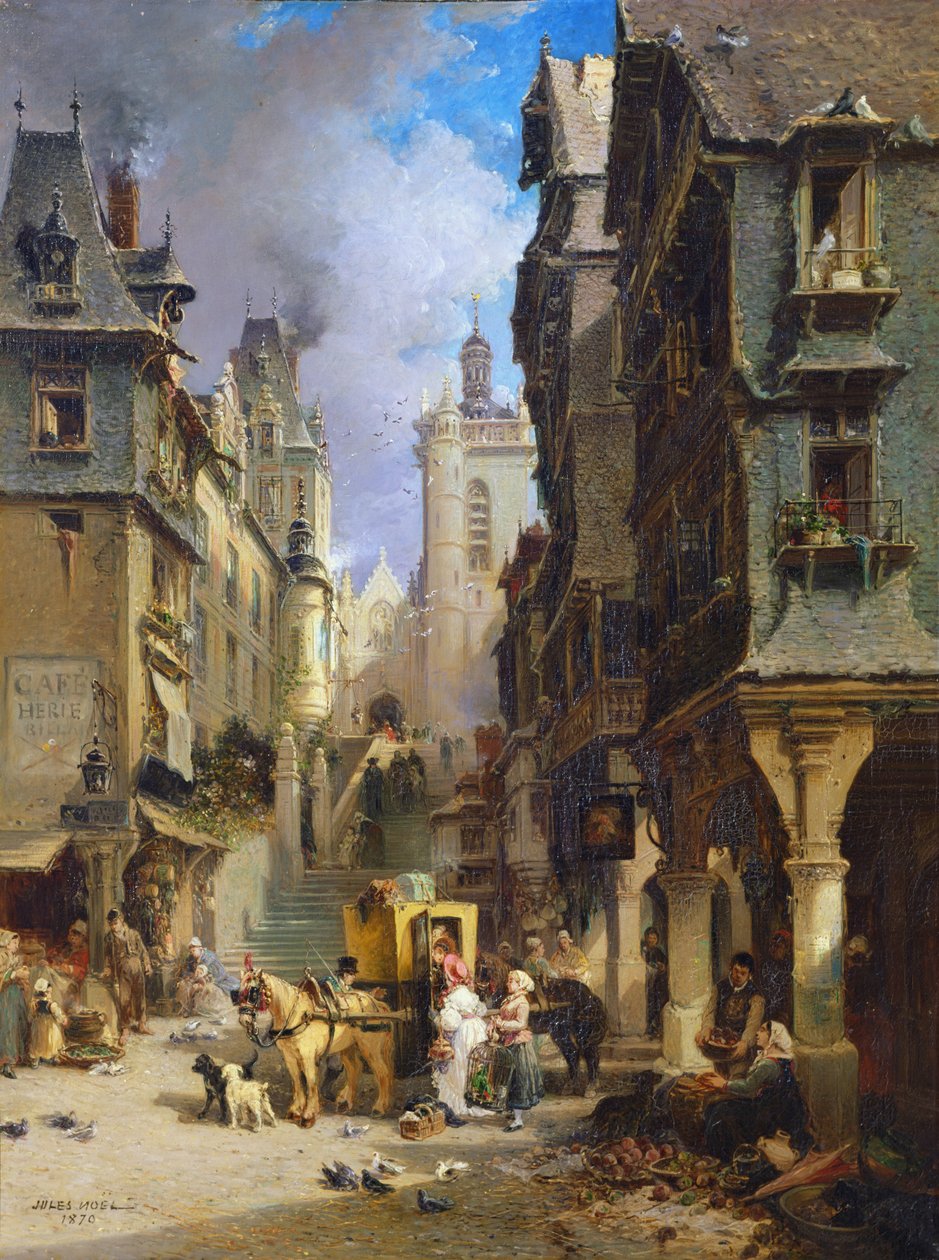 Gatescene ved Morlaix i 1830, 1870 av Jules Achille Noel
