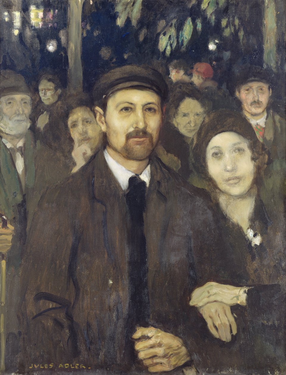 En kveld på Cafe Victor (olje på lerret) av Jules Adler