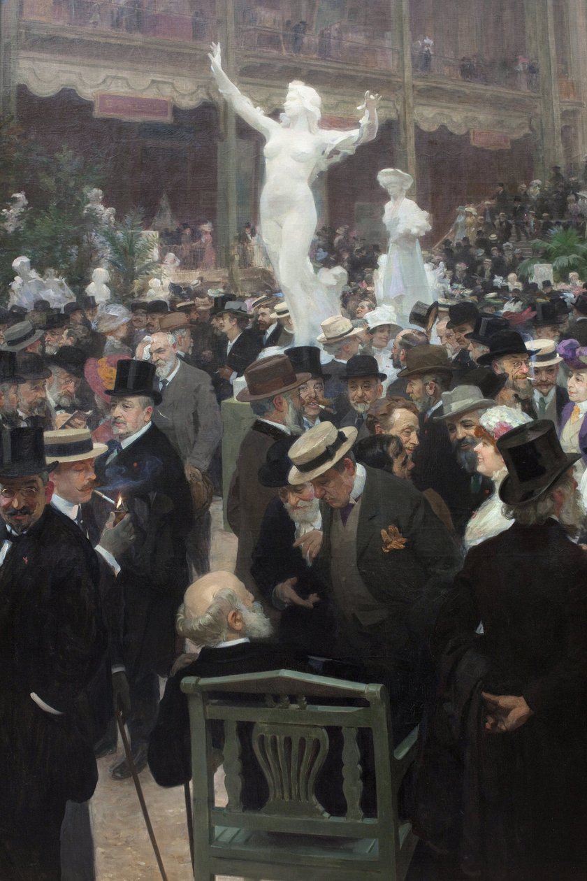 En fredag på salongen des artistes francais. Maleri av Jules Alexandre Grun (1868-1939), olje på lerret, fransk kunst av Jules Alexandre Gruen or Grun