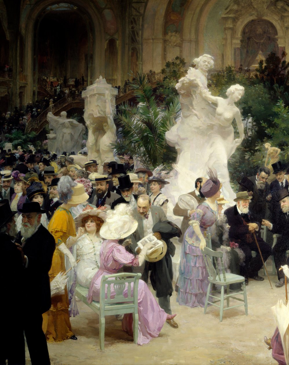 Belle epoque: "" En fredag i Salon des artistes francais""" Mondanites under kunstutstillingen på Grand Palais i Paris. Detalj. Maleri av Jules Alexandre Grun (1868-1934) 1911 Rouen. Museum of Fine Arts av Jules Alexandre Gruen or Grun