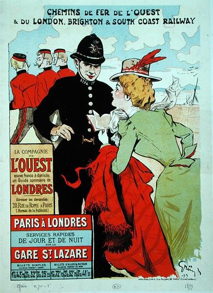 Plakatreklametogtjenester fra Paris til London for Compagnie des Chemins de Fer de l