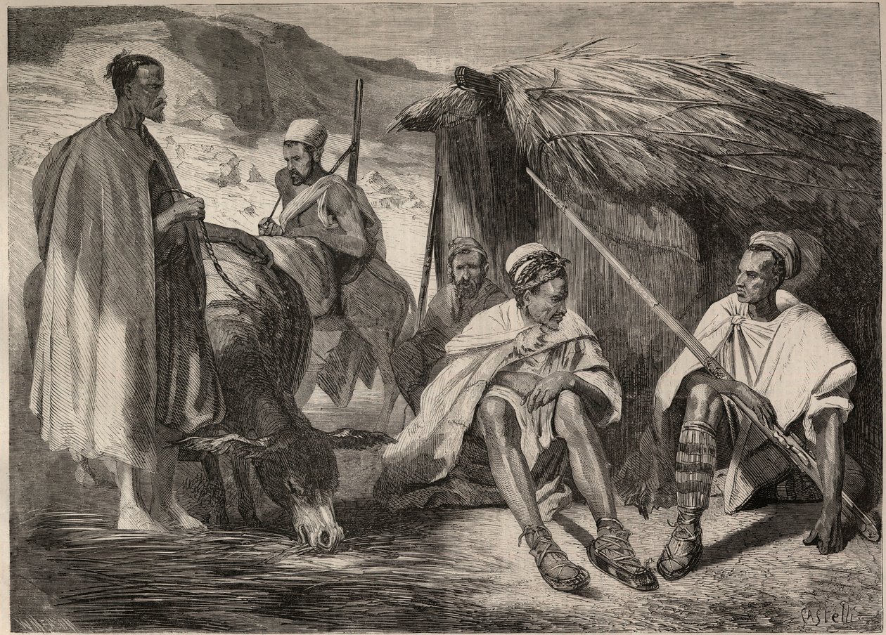 Kabylstammer i Algerie i 1857. Gravering etter tegning av Jules Rigo. Gravering i “Le Monde illustrious”” fra 1857. Privat samling. av Jules Alfred Vincent (after) Rigo