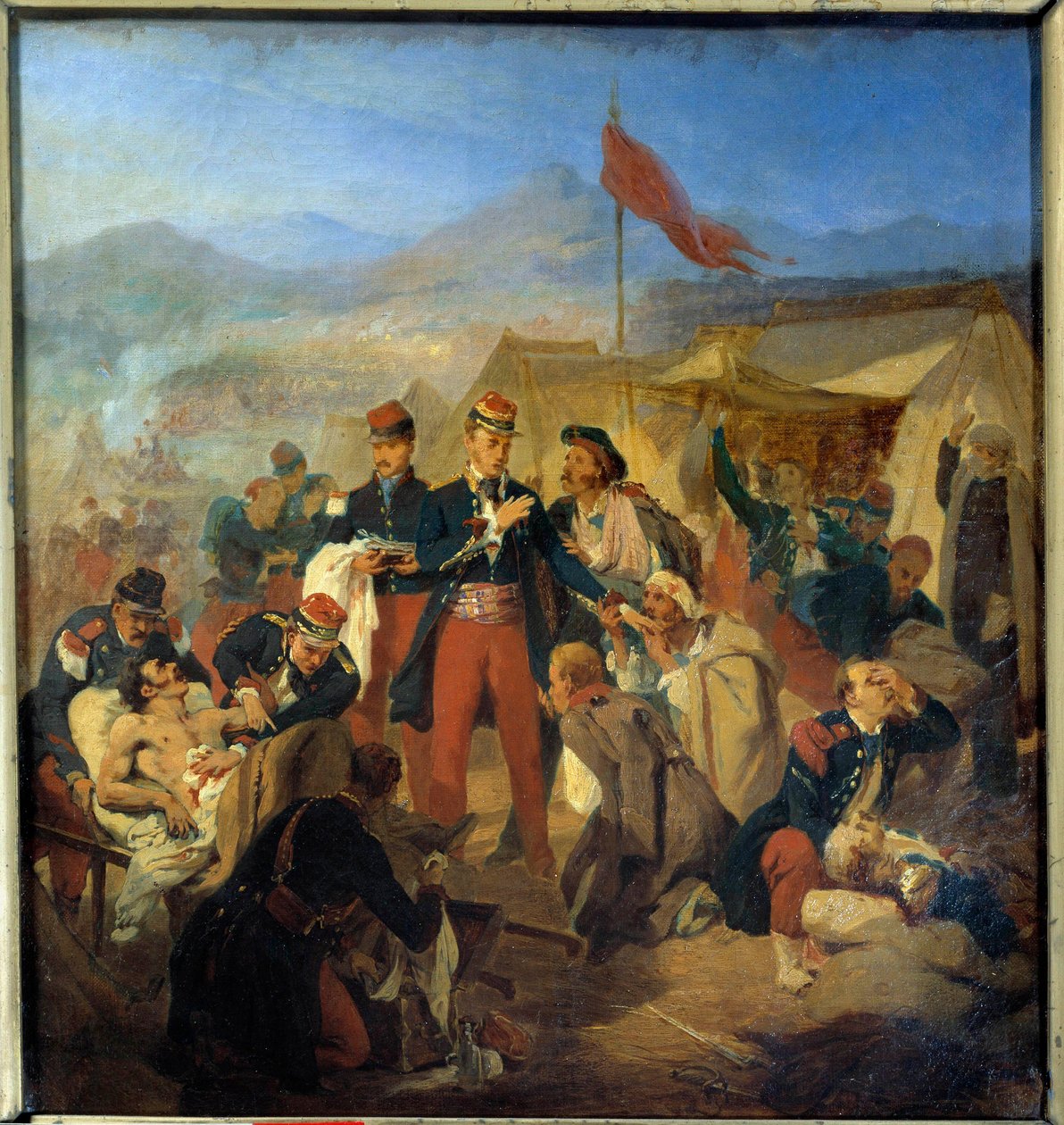 Krimkrigen: "" Militærkirurgen Scrive helbreder vettet etter slaget ved Inkerman 5.11.1854"" Maleri av Jules Rigo (1810-1892) 1854 Musee du Val de Grace, Paris av Jules Alfred Vincent Rigo