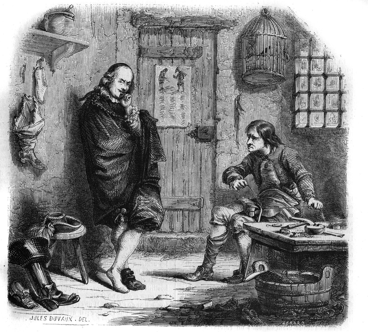 Pierre Corneille (1606-1684) hos frelseren. Gravering av Jules Duvaux av Jules Antoine (after) Duvaux