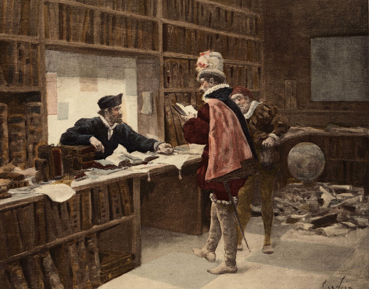 Pantagruel i bokhandelen Saint Victor i Paris. Pantagruel. Illustrasjon av Jules Garnier. I «Rabelais og Jules Garniers verk» av Jules Arsene Garnier