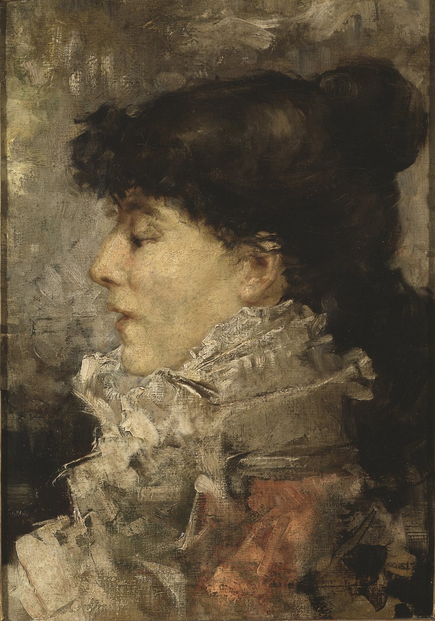 Portrett av Sarah Bernhardt (1844-1923), av Bastien Lepage, Jules (1848-1884). Olje på lerret av Jules Bastien Lepage