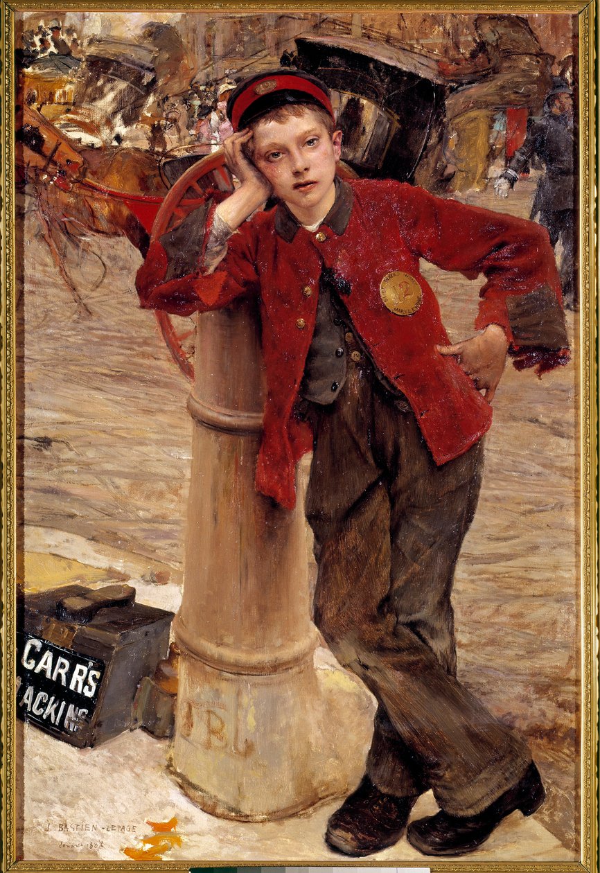 The Little English Shoe Shine Painting av Jules Bastien Lepage (1848-1884) 1882 Søn. 0,89x1,32 m Paris, Dekorativ kunst av Jules Bastien Lepage