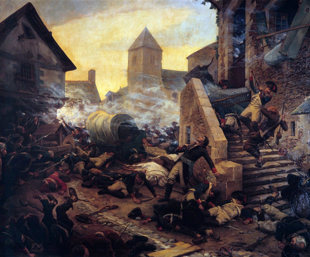 General Moulins død under kampene mot Cholet i 1794 av Jules Benoit Levy