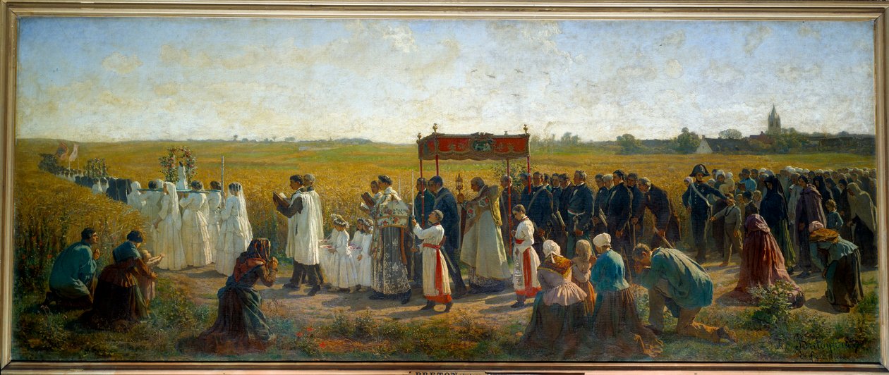 Velsignelsen av hvete i Artois-maleri av Jules Breton (1827-1906) 1859 Søn. 1,3x3,2 m Arras, Museum of Fine Arts av Jules Breton
