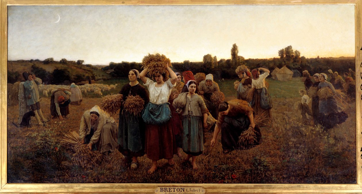 Le rappel des glaneuses Maleri av Jules Breton (1827-1906) 1859 Søn. 0,9x1,76 m Paris, musee d