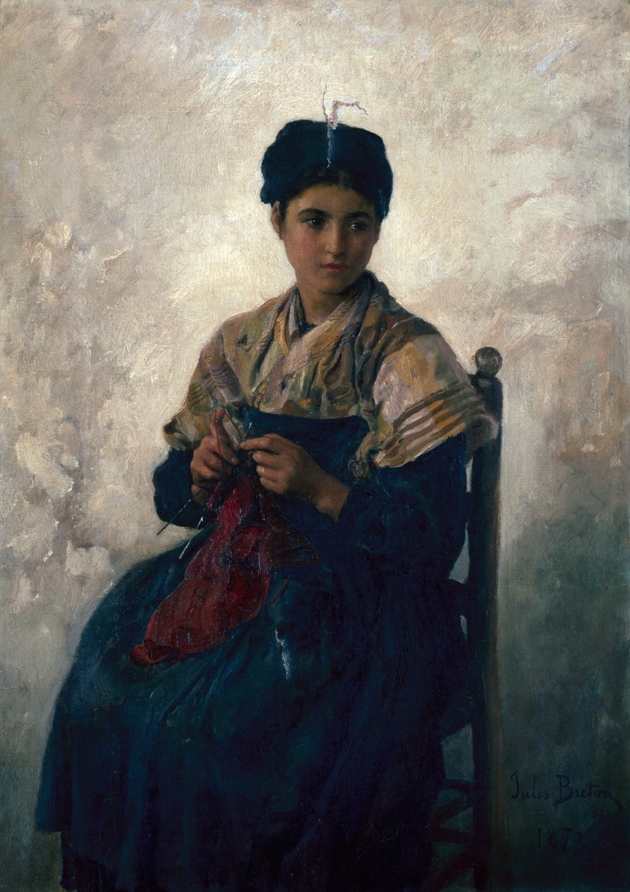 Bondepike strikking av Jules Breton