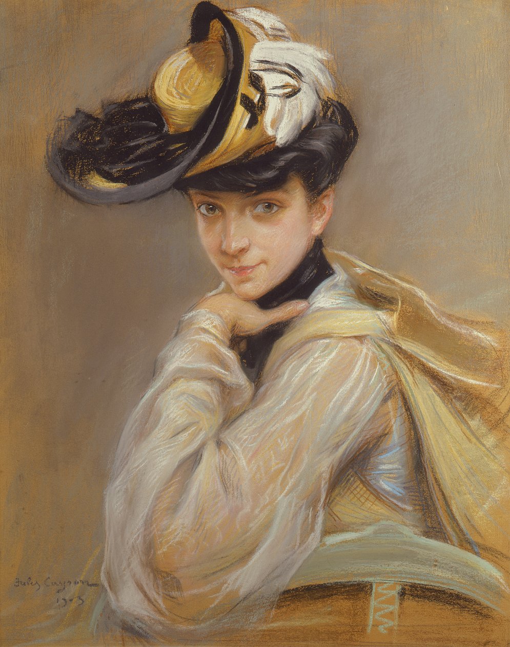 Portrett av Madame Cayron, kunstnerens kone av Jules Cayron