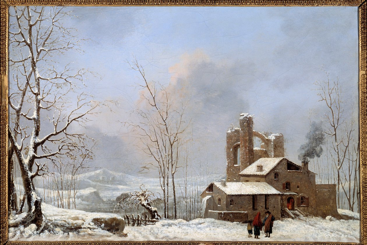 Vinterlandskapsmaleri av Cesar Van Loo (1743-1821) Quimper fra 1700-tallet, Museum of Fine Arts av Jules Cesar Denis van Loo