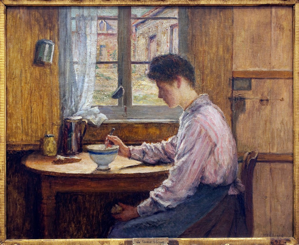 Den blå koppen. Maleri av Jules Boquet (1840-1932), olje på lerret, før 1913, tidlig på 1900-tallet. Musee la piscine, Roubaix. av Jules Charles Boquet