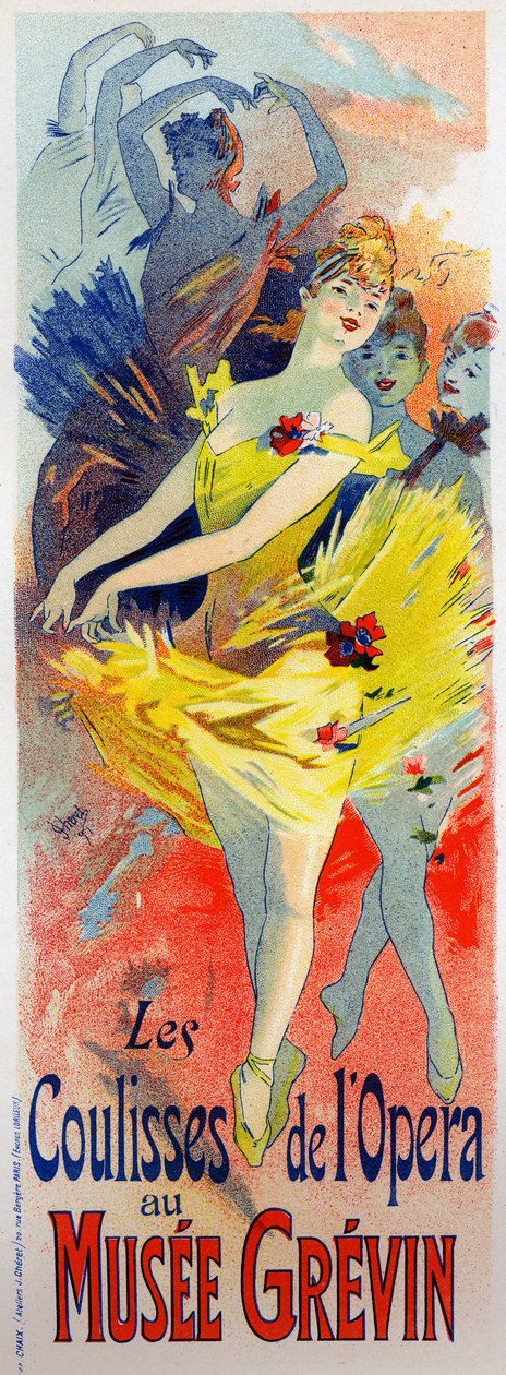 Kunst. Underholdning. Dansere ved Operaen i Paris. Plakat av Jules Cheret, Frankrike av Jules Cheret