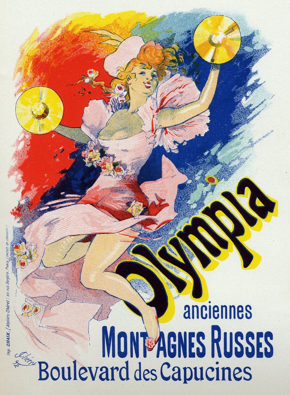 Kunst. Underholdning. Olympia, musikkhallen i Paris. Plakat av Jules Cheret, Frankrike av Jules Cheret